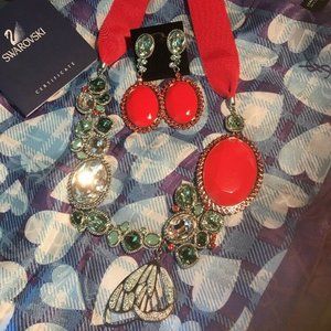 Swarovski Ribbon. necklace Butterfly Set